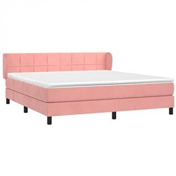 Cama box spring con colchón terciopelo rosa 160x200 cm