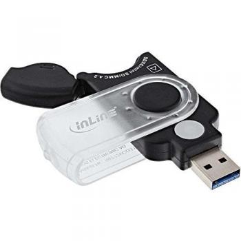 Lector de Tarjetas Móvil InLine USB 3.0 para SD/SDHC/SDXC y microSD, Negro
