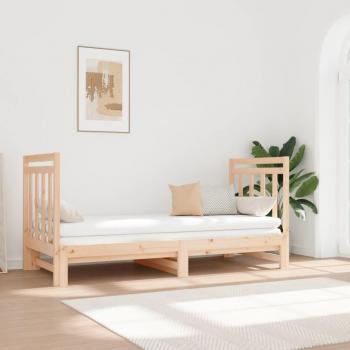 Sofá cama extraíble de madera maciza de pino 2x(90x190) cm Marrón