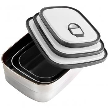 Quid RECT 0,75L INOX GO One QD Recipiente de Transporte de Alimentos, Acero Inoxidable, Multicolor