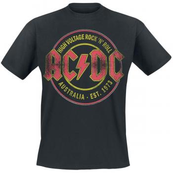 AC/DC High Voltage - Rock 'N' Roll - Australia EST. 1973 Hombre Camiseta Negro S, 100% algodón, Regular
