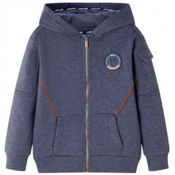 Sudadera Infantil con Capucha y Cremallera Azul Oscuro Mélange 104