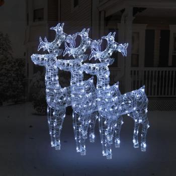 Adorno de reno de Navidad acrílico 3 unidades 60x16x100 cm Blanco frío