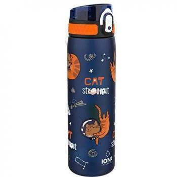 Ion8 Delgada Botella Agua, Sin Fugas, Gatos Astronautas, 600ml