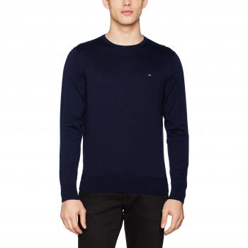 Tommy Hilfiger Plaited CTN Silk C-NK CF, Suéter para Hombre, Azul