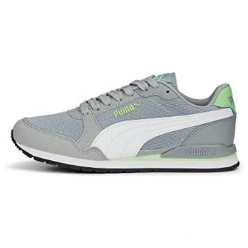 Zapatillas Puma ST Runner v3 Mesh sneakers textil gris claro y blanco con cordones, talla 35.5 EU, modelo infantil