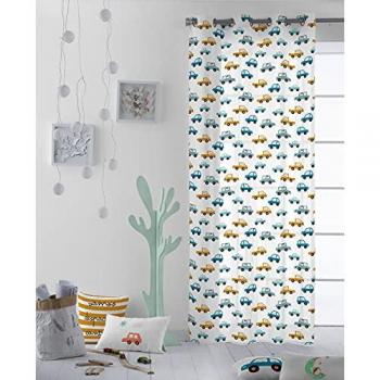 Cortina Infantil con Ojales 100% Algodón Coches B Haciendo el Indio 140x260 cm Fabricada en España