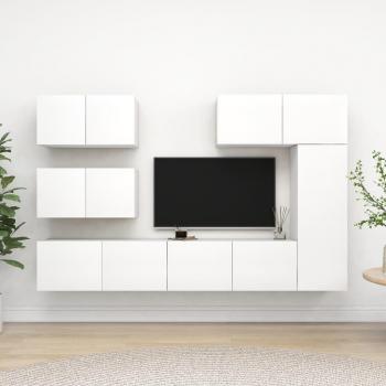 Juego de muebles de TV 6 piezas madera contrachapada 80 x 30 x 30 cm, Mueble de salón, Mueble TV, Mesa de TV, Mueble televisor