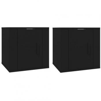 Mueble de TV de pared negro 2 piezas 40 x 34,5 x 40 cm madera de ingeniería