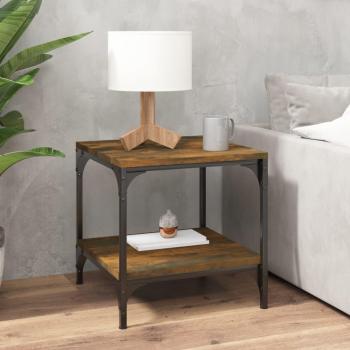 Mesa de centro de madera contrachapada de roble ahumado 50x50x40 cm