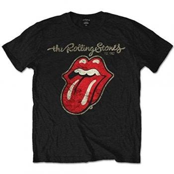 Rolling Stones Plastered Tongue Black T-Shirt for Men, Large