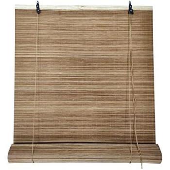 Estor Enrollable de Caña de Bambú Reforzado 90x200cm - Cortina Elegante y Resistente para Ventanas y Puertas (Marrón Oscuro)