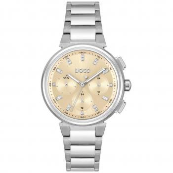 BOSS Womens One Champagne Dial Watch - Analogue Multifunction Quartz Watch for Women with Silver Stainless Steel Bracelet - Model 1502676