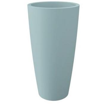 Jarrón Macetero Alto Estilo Nicoli 36x70 cm Gris, Interior y Exterior, Base Extraíble
