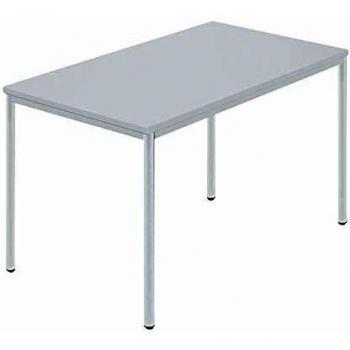 Mesa rectangular Kaiserkraft con tubo redondo revestido, 1200 x 800 mm, color gris