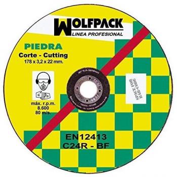 WOLFPACK 9010205 Disco Corte Abrasivo Piedra 178x3,2x22 mm.