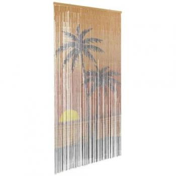 Insect Door Curtain with Palm Tree Print, 100x200 cm Bamboo