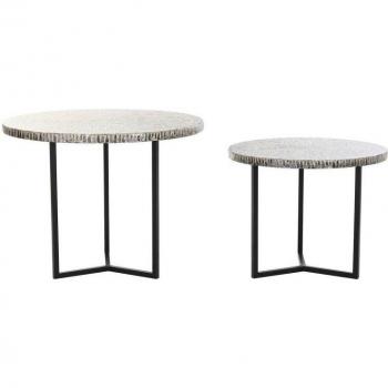 Juego de 2 mesas DKD Home Decor Beige Gris 76 x 76 x 60 cm