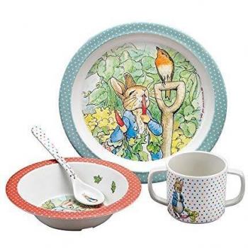 Petit Jour Peter Rabbit - Set para comidas, 4 piezas en caja de regalo