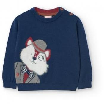 Boboli - Jersey de bebé niño de punto jacquard con cuello redondo