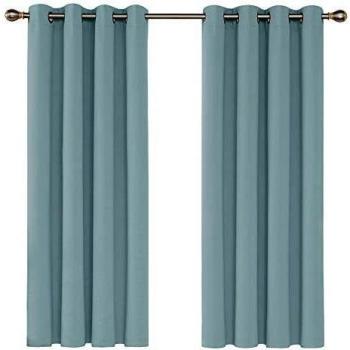 Deconovo Cortinas Opacas Dormitorio Moderno para Ventanas 2 Piezas 117 x 138 cm Azul Claro