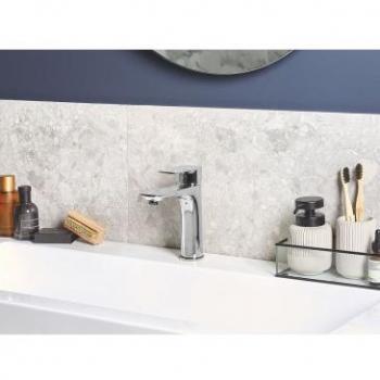 Grifo Mezclador para Lavabo de Latón Plateado con Caño Plano y Monomando Berloi