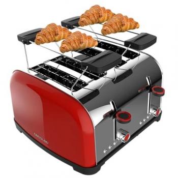 Cecotec Tostadora Vertical Toastin' Time 1700 Double Red, 1700W, Doble ranura corta y ranura ancha 3,8cm, Varillas Superiores, Acero Inoxidable, Ap