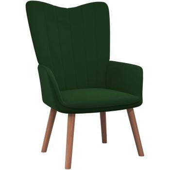 Sillón relax de terciopelo verde oscuro vidaXL con estructura resistente, tapizado en terciopelo suave, diseño ergonómico para mayor comodidad, base giratoria y reposapiés ajustable
