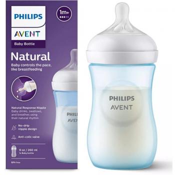Philips Avent Natural Response 3.0 Baby Bottle, 260 ml, 1 month+, Blue