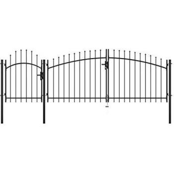 vidaXL - Puerta de jardín de acero 1,75 x 4 m, color negro