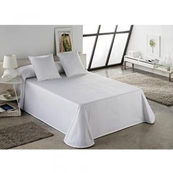 ESTELA - Colcha/Cubrecama Tejido Jacquard LUGO Color Blanco óptico - Cama de 90 cm. - 50% Algodón/50% Poliéster