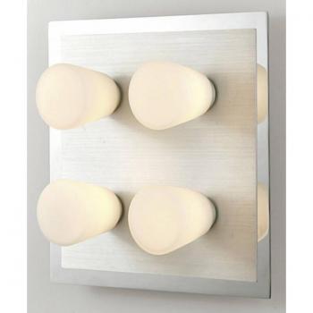 Plafón empotrado IP44 Cono 4 Bombillas G9 Cromo Pulido y Aluminio con Cristal Opalino