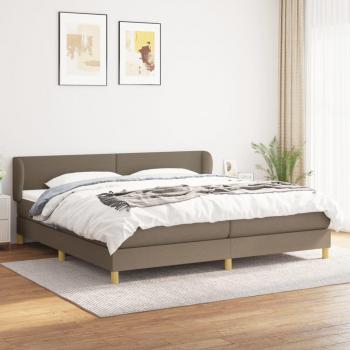 Cama Box Spring con Colchón Acolchado Reversible Tapizado en Tela Gris Taupe 200x200 cm