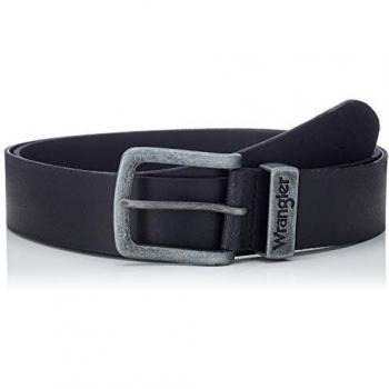 Wrangler Basic Black Leather Belt with Metal Loop 110 cm