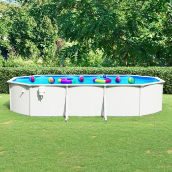 Piscina Ovalada de Acero 610x360x120 cm Blanca