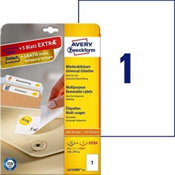 Etiquetas Removibles Blancas Avery L4735REV-25
