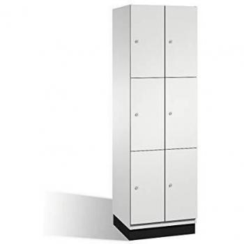 Armario de Compartimentos Bajo Llave Cambio C+P con 3 Secciones, 2 Divisiones, Puertas de Acero Galvanizado, Color Gris Claro, Dimensiones B 600 mm