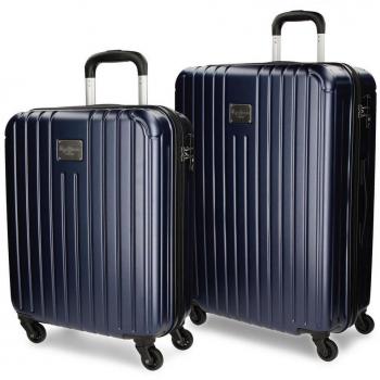 Pepe Jeans Color Stripes Juego de Maletas, 67 cm, 110 Litros, Azul