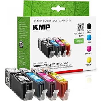 KMP - Juego de cartuchos de tinta XL compatibles con Canon PGI-550/CLI-551 para impresoras Pixma IP7250, MG6350, MG7150 y C89V