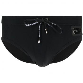 Dolce & Gabbana Men's Swim Briefs in Blue | Size 3 | M4A76JONO05 Color N0000, Dolce & Gabbana Black Logo-Plaque Swim Trunks for Men, Size S