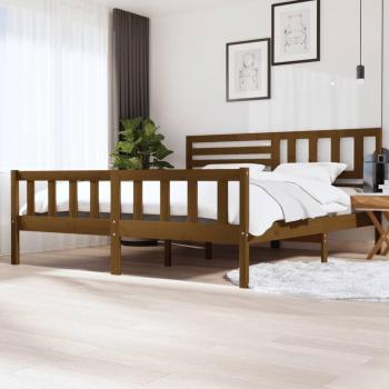 Cama de madera maciza marrón miel 200x200 cm