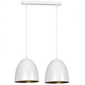Lámpara de Suspensión Lenox EPIKASA, Acero con Recubrimiento de Polvo, Color Blanco y Oro, Dimensiones 45x80x18 cm