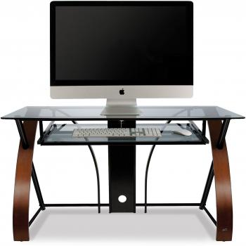 Bell'O CD8841 Curved Wood, Metal and Glass Computer Desk