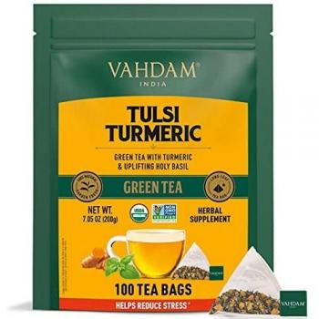 VAHDAM, Té Verde Orgánico Tulsi Cúrcuma