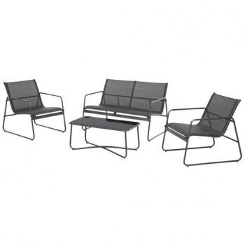 Conjunto de Muebles de Jardín Café Acero Textilene Antracita