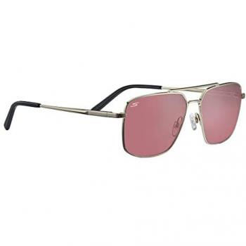 Serengeti Aitkin Silver Aviator Sunglasses with Photochromatic Lenses, Shiny Light Gold, Unisex, One Size