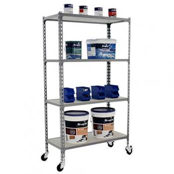 Estantería Maderclick Móvil Superplus 4 Baldas Gris/Madera 1500 mm con Ruedas, Capacidad 75 kg