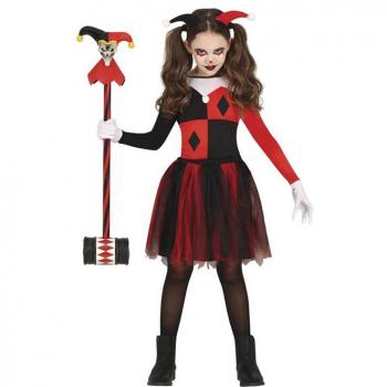 Disfraz de Arlequina Elegante rojo y negro para niña