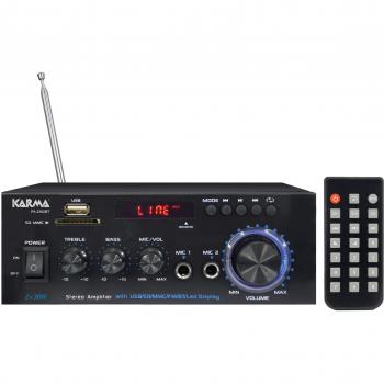 Amplificador Estéreo HIFI Karma PA-2362BT, 2x30W, USB, SD, Bluetooth, Radio FM, Control Remoto y 2 Entradas de Micrófono