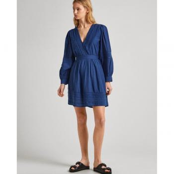 Vestido Pepe Jeans Susi Azul con Detalles Plisados y Corte Corto